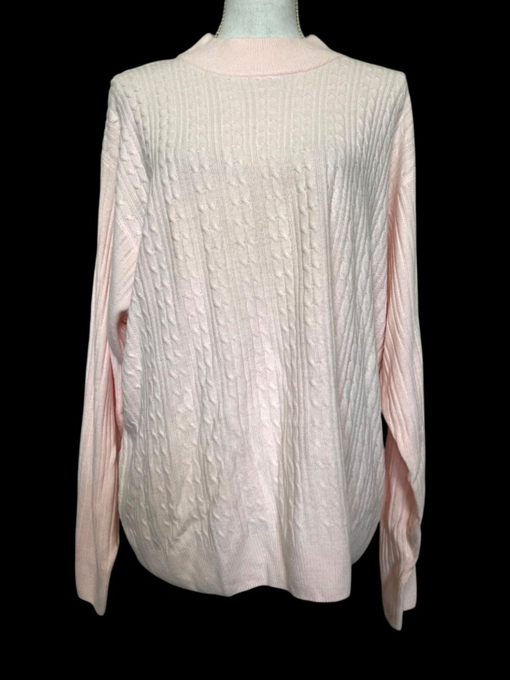 Vintage Crystal Kobe Pink Cable Knit Sweater 3X Mock Neck Plus